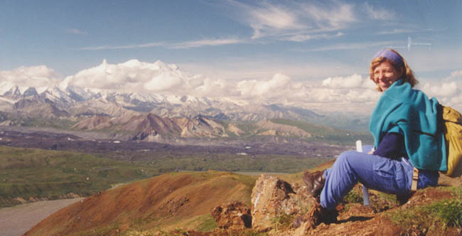 Diane with Denali in distance