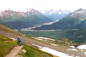 Looking back along the trail to the top.