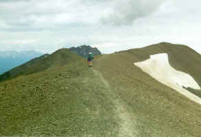 Hiking along the ridge.