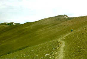 Hiking along the ridge.