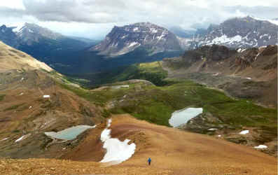 View of Helen Lake from halfway up Cirque Peak