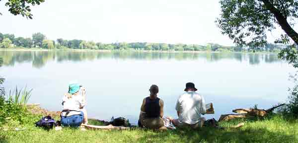 Lunch overlooking Mlynsky Lake