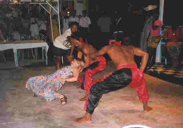 Diane doing the Limbo at the Bang